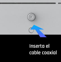 imagen de una pantalla donde se indica que se debe insertar el cable coaxial